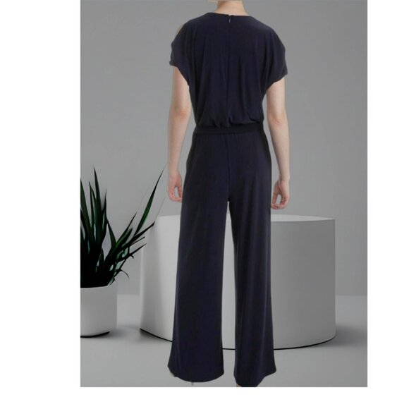 Lauren Ralph Lauren Womens Sancia Navy Cold Shoulder Jumpsuit Size PM - Picture 2 of 2
